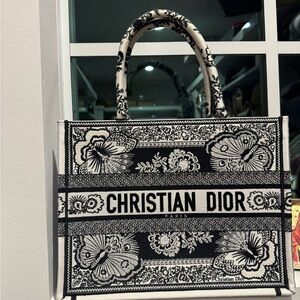 Dior Black and White Floral Book Tote